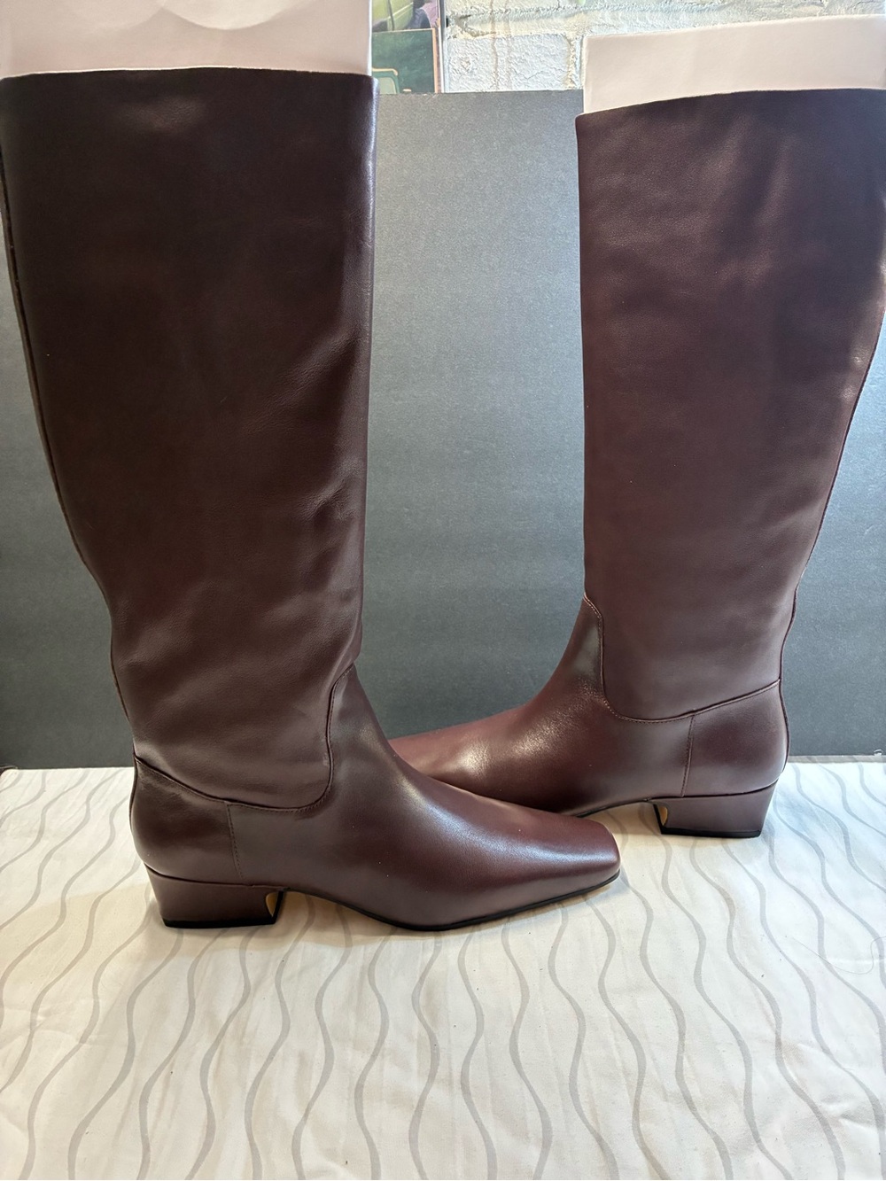 New Steve Madden Tall Leather Riding Boots - Brown/Red